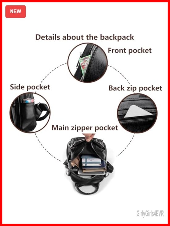 PU Leather Small Backpack Purse for Women Mini Backpack 3 in 1
